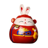 Maxbell Rabbit Piggy Bank Collection Sculpture Ornament for New Year Home Decoration red