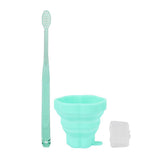 Maxbell Reusable Silicone Expandable Collapsible Travel Cup with Toothbrush Green