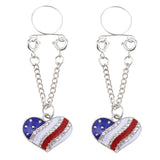 Maxbell 2pcs Crystal Enamel America Flag USA Star Hearts Dangle NippleRing Heart