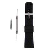 Maxbell 22mm Mens Waterproof Silicone Watch Strap Replace with Tool Set Blue Line