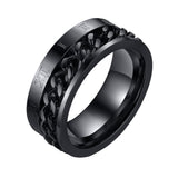 Maxbell Punk Stainless Steel Roman Numerals Classic Link Band Ring Black US Size 8