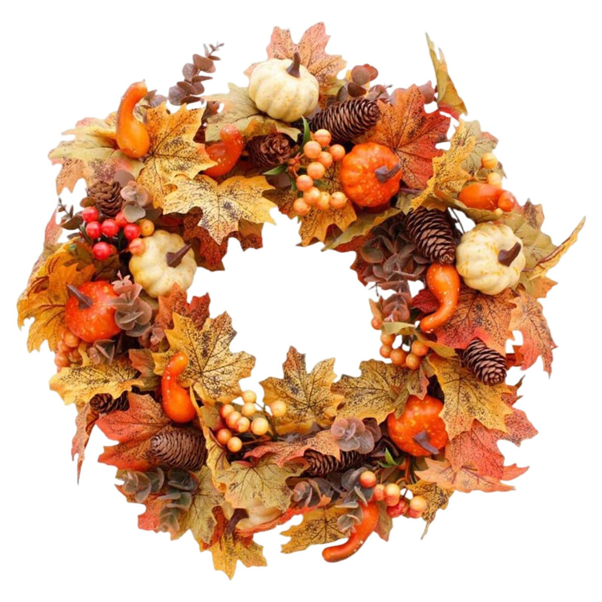 Maxbell 40cm Fall Pumpkin Wreath Hanging Harvest for Indoor Farmhouse Thanksgiving
