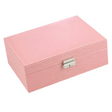 Maxbell PU Leather Jewelry Box Bracelet Container Comestic Carrier 24x17x8.5cm pink