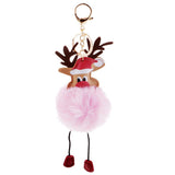Max Christmas Deer Keychain Soft Fluffy Ball Keyring Gift Bag Decoration Pink