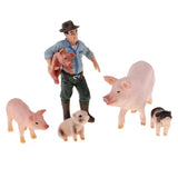Max Simulation Farm Animal Figures Plastic Farm Animals Toy with Farmer & 4 Pigs