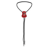 Maxbell Vintage Style Guitar Shape Cowboy Bolo Tie Leather Necktie for MEN Red