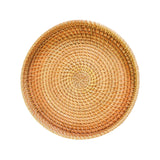 Maxbell Round Rattan Serving Storage Platter Organizer for Breakfast Parties 22cmx3cm