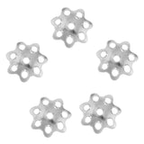 Maxbell 5pcs 6mm Flower Cap 925 Sterling Metal Earring Bracelet End Cap Silver White