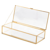 Max Maxb Nordic Retro Golden Trim Geometry Jewelry Trinket Glass Box Case with Cover