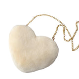 Maxbell Fashion Heart Shape Shoulder Bag Women Crossbody with Chain for Girls Party Beige