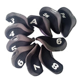 Maxbell 10 Pieces Golf Club Covers for Irons with Large Number Neoprene Headcovers Black Gray