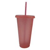 Maxbell Plastic Water Bottle Straw Cup Modern for Travel Shopping Friends Gifts light pink 710ml