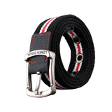 Maxbell Canvas Belt Woven Wide Casual Strap for Trousers Jeans Accessories Travel Red Stripe 120cm