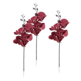 Maxbell Artificial Orchid Flowers 3 Pcs Fake Orchid Stems Decor Faux Flower for Home Red