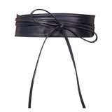 Maxbell Flexible Wide Waist Belt PU Leather Fashion Durable for Girl Dark Blue