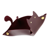 Max Cartoon Cat Key Storage Tray Change Organizer PU Leather Catchall Wine Red