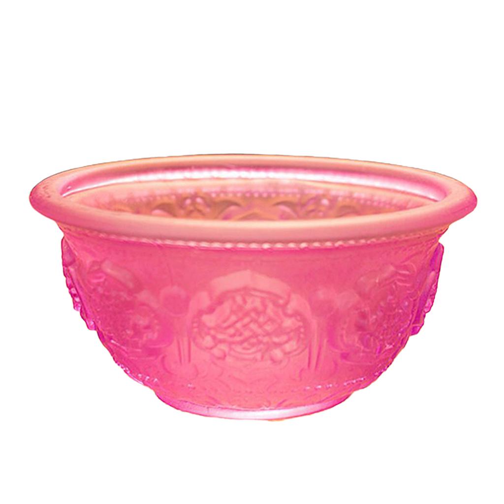 Maxbell Holy Water Bowl 8 Auspicious Glass Water Cup for Worship Buddha Cup Pink