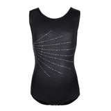 Maxbell Girls One Piece Gymnastics Leotard Costume Metallic Sleeveless Bodysuit 14 Black