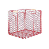 Maxbell Foldable Home Storage Organizing Metal Wire Baskets Bins with Handles Red