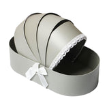 Maxbell Lace Ribbon Flower Box Arrangement Basket for Wedding Home Decor Birthday Gray