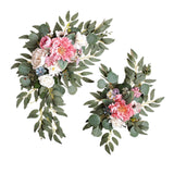 Maxbell 2 Pieces Artificial Wreath Home Decor Front Door Ornament Flower Swag Window Style D