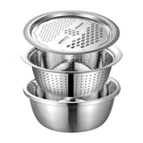 Maxbell Stainless Steel Grater Basin Kit 3 in 1 Multifunctional Salad Bowl 26cm