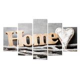 Max 5 Panels HD Modern Abstract Painting Love Heart Home