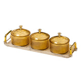 Maxbell Nordic Caddy Serving Platter Bowls with Lid Snack Plate for Caddy Home Party 3 Grids