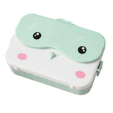 Maxbell Portable Bento Lunchbox 4 Compartments Multi Use Microwave for Picnic Office Light Green