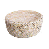Maxbell Bamboo Weaving Flower Basket Round Storage Baskets for Living Room White-S