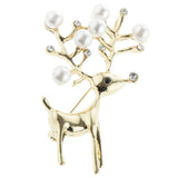 Max Charm Artificial Pearls Crystal Rhinestone Brooch Pin Jewelry Gift Deer