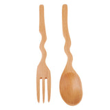 Maxbell Outdoor Wood Spoon Fork Set Camping Hiking Dinner Lunch Cutlery Tableware S