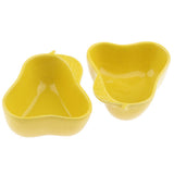 Maxbell 1 Pair Small Ceramic Bowl Pet Hamster Rabbit Feeding Bowl Pear_Yellow