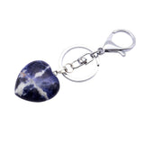 Maxbell Heart Shape Gemstone Pendant Keychain Keyring DIY Necklace Jewelry Blue