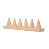 Maxbell Cone Shape Ring Holder Durable Ornament Wooden for Home Retail Shop Dresser 6 Slots