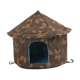 Maxbell Oxford Cloth Outdoor Feral Cats Warm House Waterproof Bed Kennel Tent Winter Round M Brown
