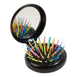 Maxbell Comb with Mirror Round Small Mirror Comb Round Travel Hair Brush with Mirror Black