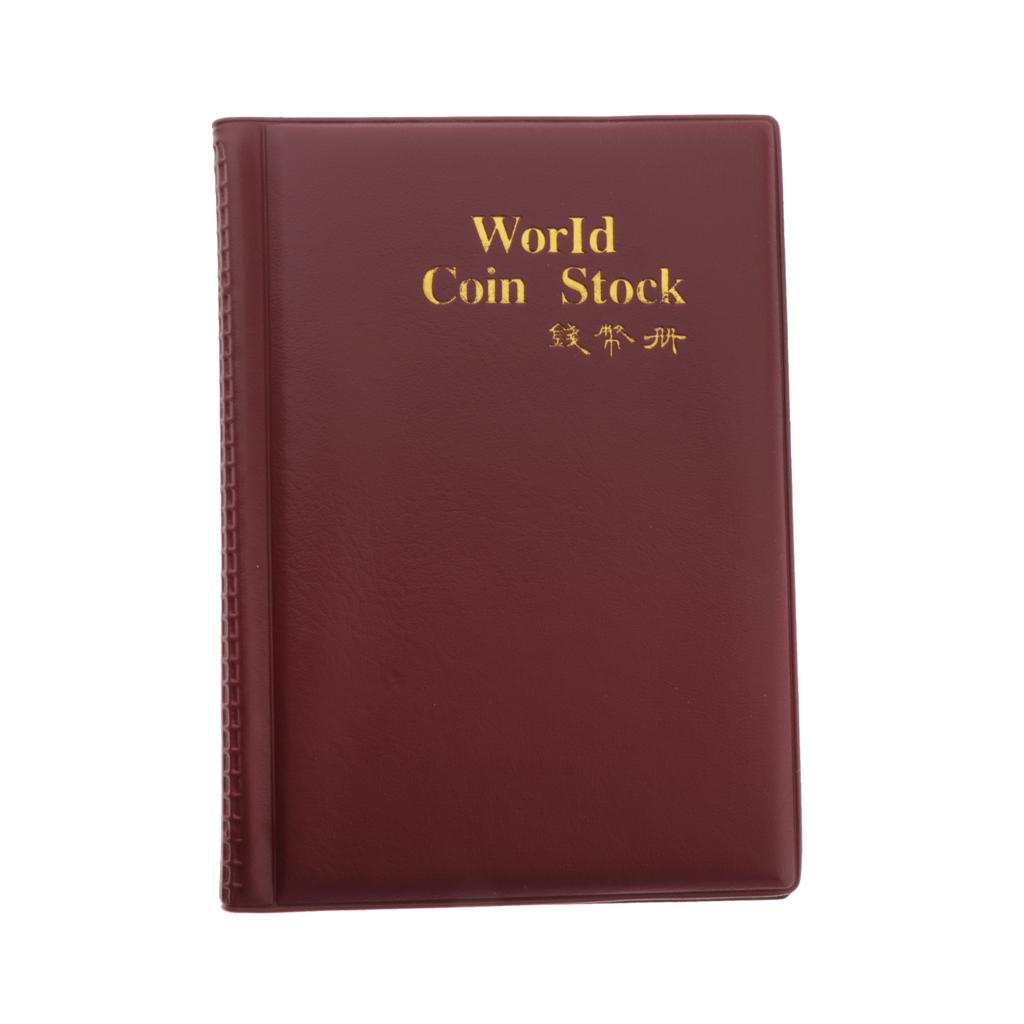 Max Maxb 120 Coins Commemorative Coin Currency Collector PU Album Book   Dark Red