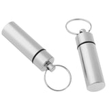 Maxbell 2Pcs Waterproof Aluminum Pill Box Case Bottle Cache Drug Holder Keychain Flat White
