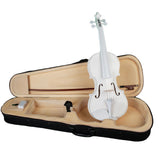 Maxbell 4/4 Acoustic White Violin Maple Spruce with Case Bow Rosin for Beginners