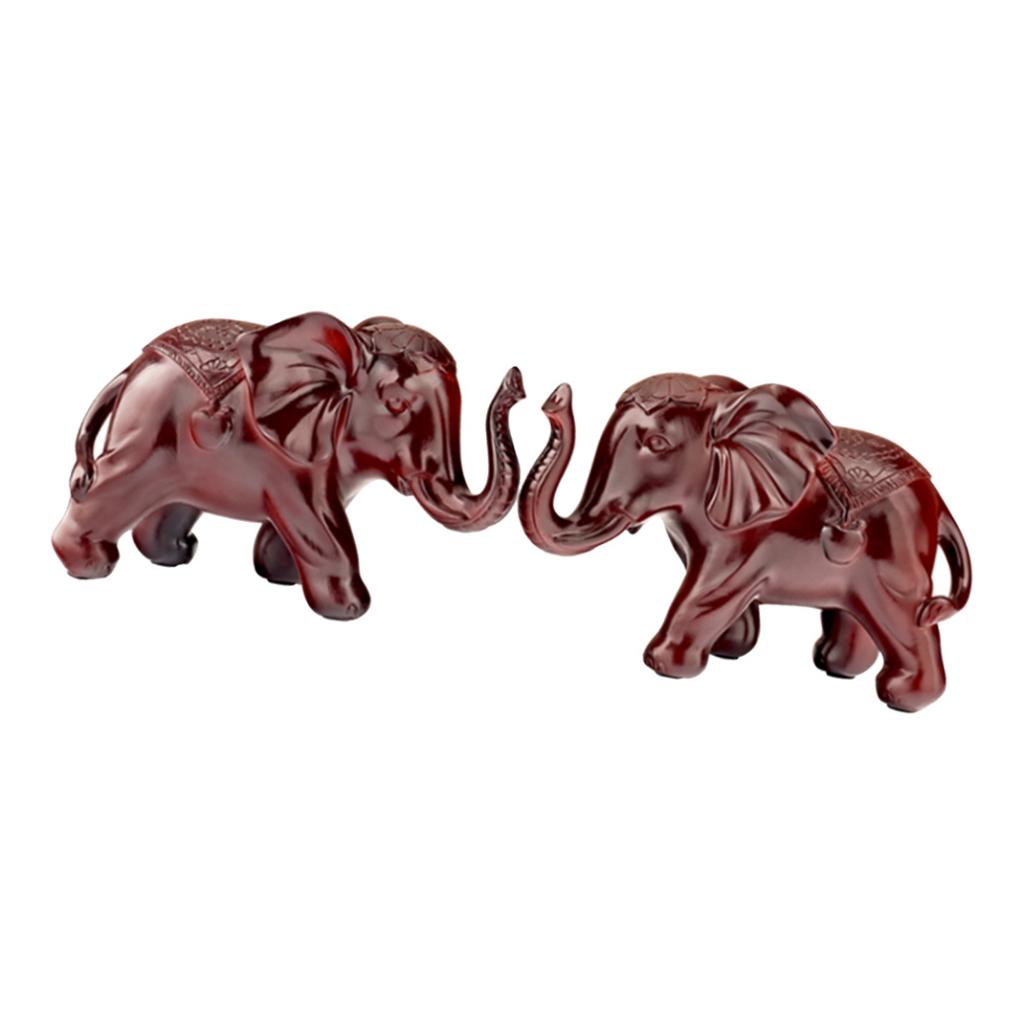 Max Resin Craft Elephant Figurines Animal Model Home Desktop Decoration Red
