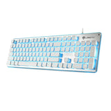 Maxbell Membrane Gaming Keyboard All-Metal Panel Keyboard  White blue light
