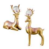 Maxbell 2x Deer Figurines Reindeer Sculptures Stand Wedding Living Room Elk Statues