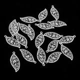 Maxbell 20Pcs Hollow Alloy Leaf Pendant 4x1.6cm Jewelry DIY Making Necklace Keyring