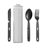 Maxbell 3Pcs Camping Utensils Flatware Spoon Fork Knife for Survival BBQ Backpacking Black