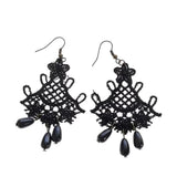 Maxbell Fashion Black Lace Jewellery Dangle Earrings w/ Beads Elegant Lolita Decor