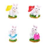 Maxbell 4x Lovely Rabbit Statue DIY Handmade for Fairy Garden Decoration