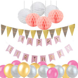 Maxbell Happy Birthday Banner Set Paper Honeycomb Ball Latex Balloon Party Supplier