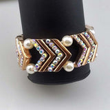 Maxbell Elegant Wedding Bridal Stretch Clear Rhinestone Bracelet Bangle  Rose Gold