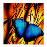 Max Set of 2 Panel Digital Photo Printing Blackout 3D Curtains Blue Butterfly